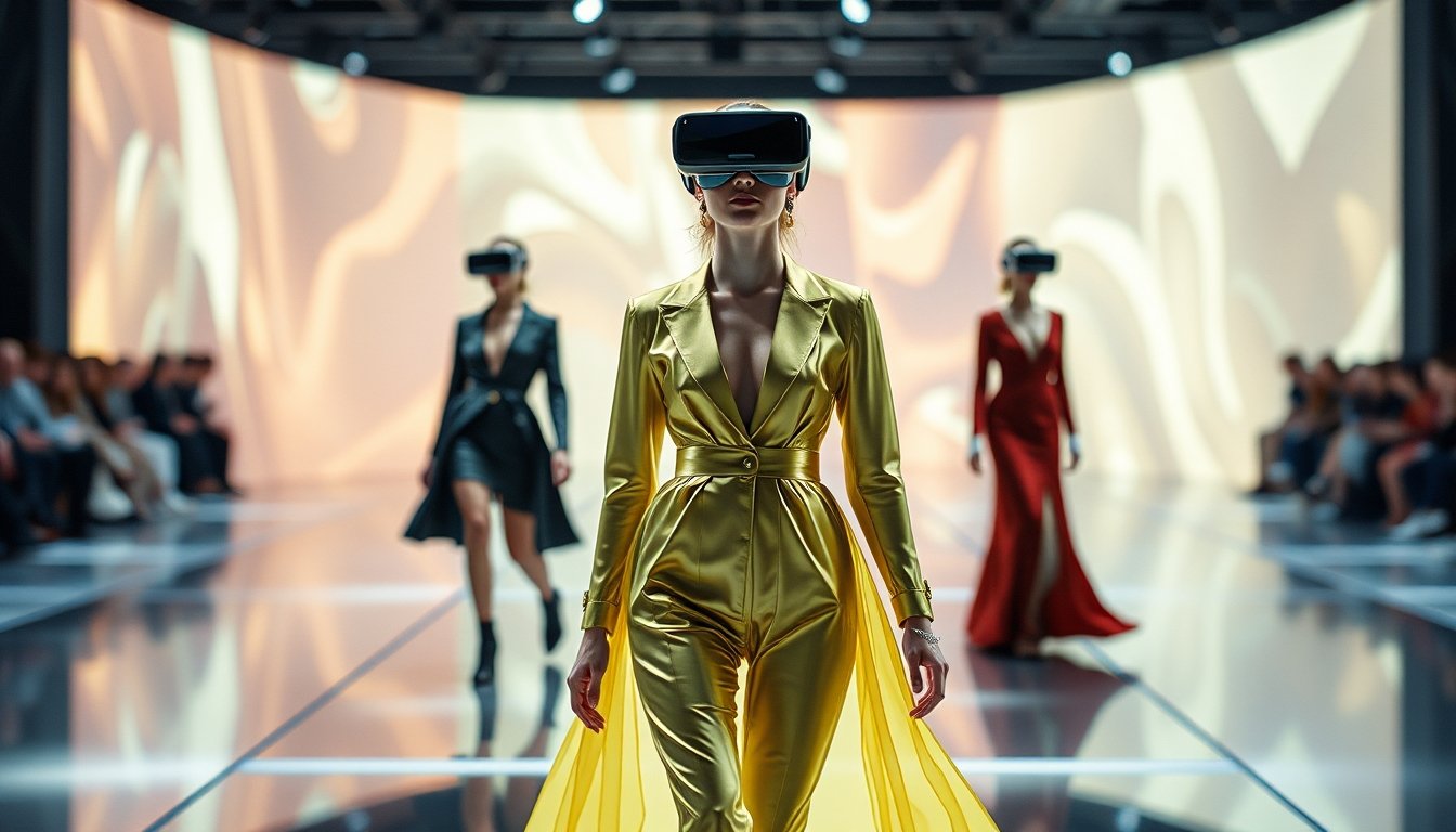 Virtual Reality Fashion Shows with futuristic runway and VR models