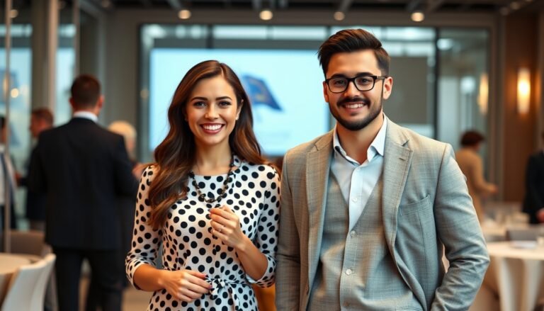 couple dressing for a network event